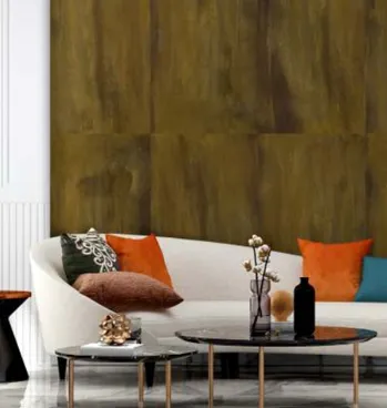 Interior with an antique patina finished feature wall
