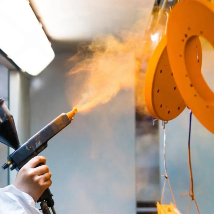 Real metal spray application in progress